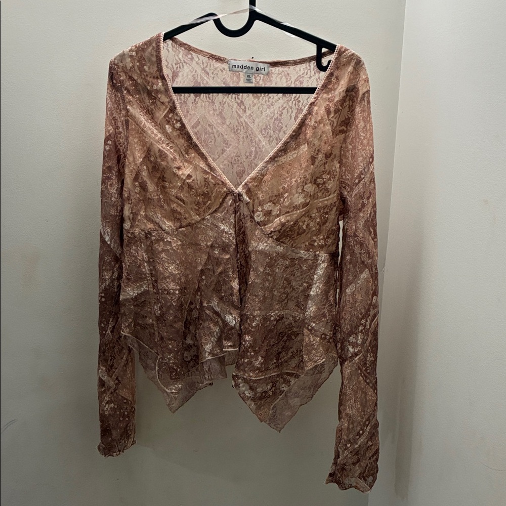 Madden Girl Tan Lace Women Top